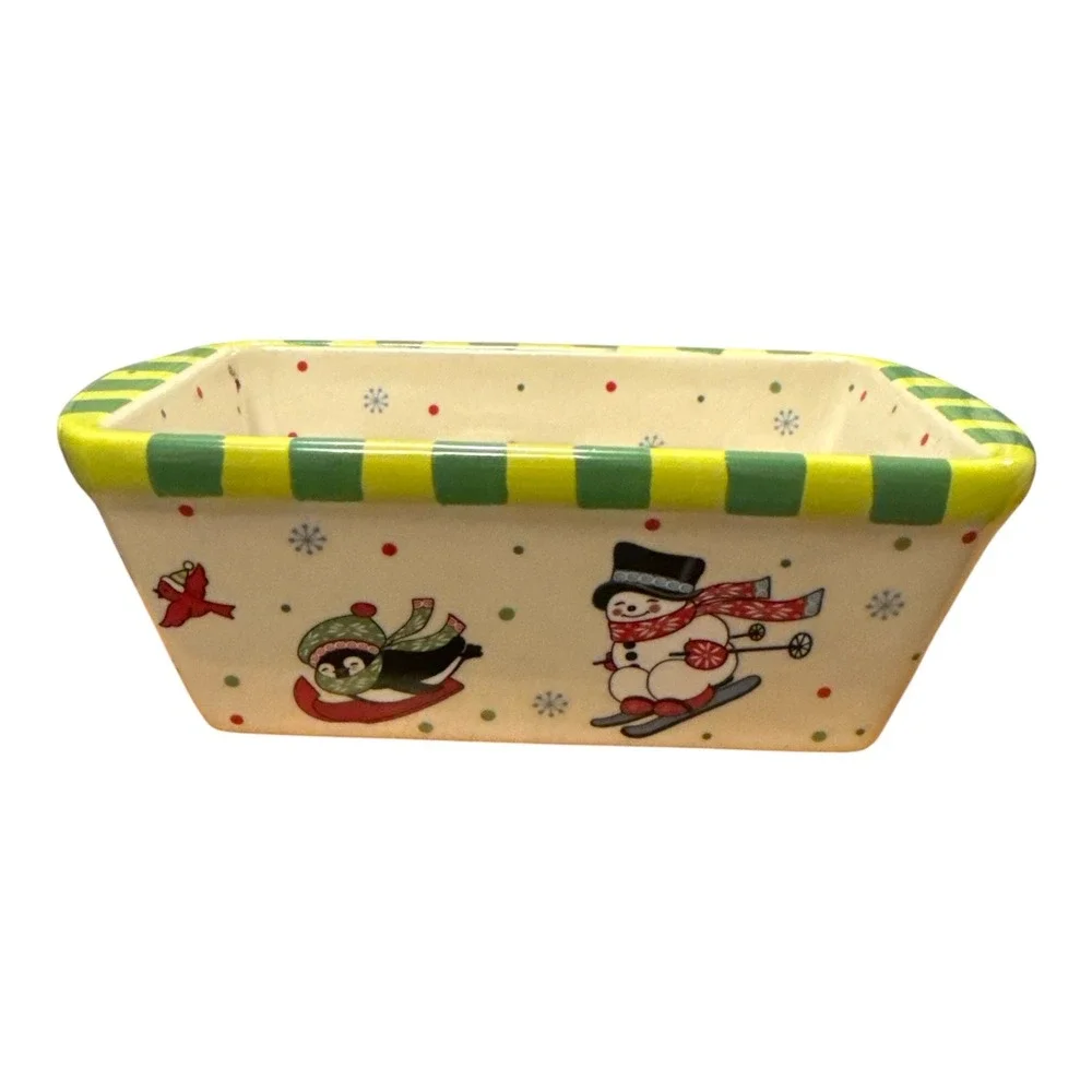 Temp-tations Loaf Pan Winter Whimsy 12oz Multi Snowman Penguin Gingerbread